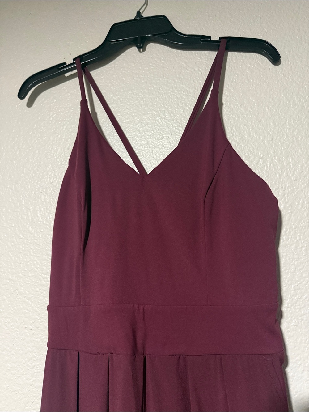 Tall Spaghetti-Strap Wide Leg Jumpsuit in Burgundy - Picture 2 of 5